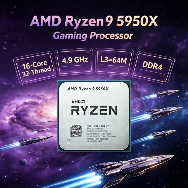 AMD Ryzen 9 5950X DDR4 3.4 GHz 16-Core 32-Thread Gaming CPU 105W but without cooler UP to 4.9GHz Socket AM4 L3=64M