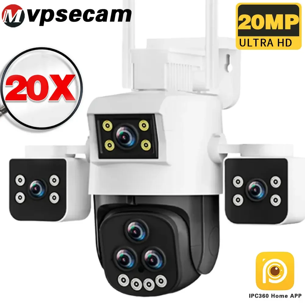 20X Zoom Outdoor Camera HD 20MP WiFi PTZ Camera 5 Lens 3 Screen Waterproof Night Vision Two Way Audio Auto Tracking PTZ IP CCTV