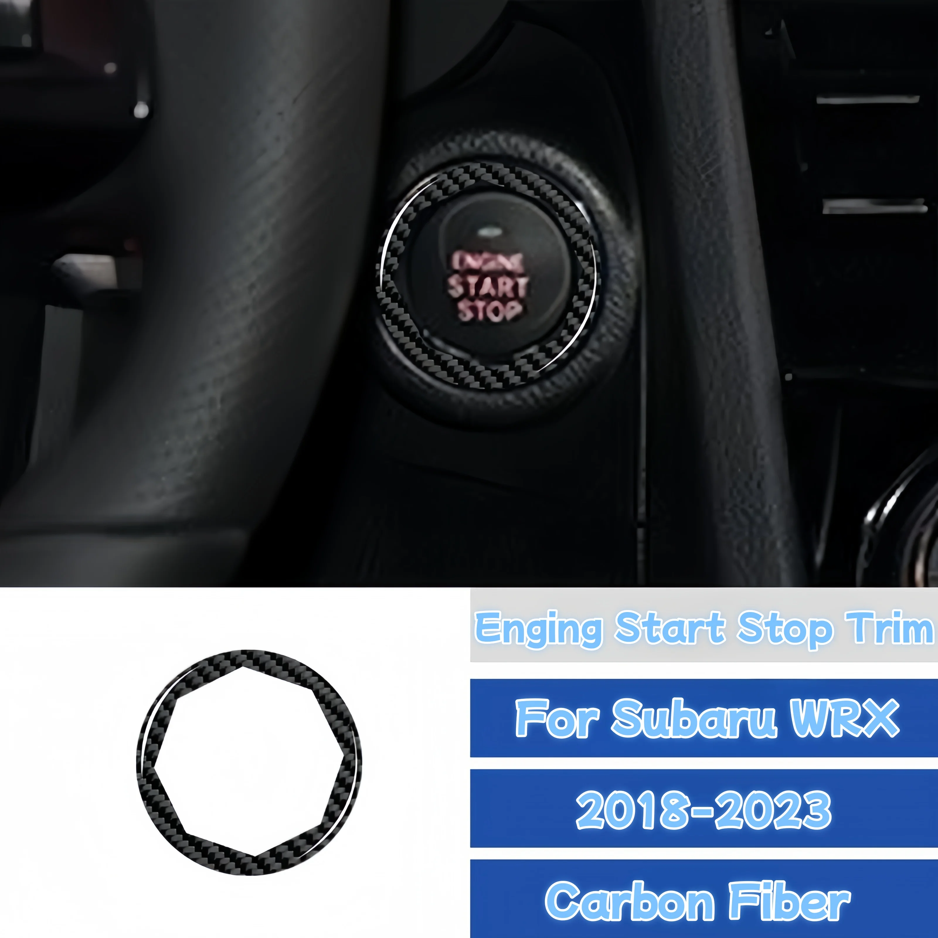 For Subaru WRX 2018 2019 2020 2021-2023 Carbon Fiber Car Enging Start Stop Trim Ring Decorative Sticker Interior Accessories