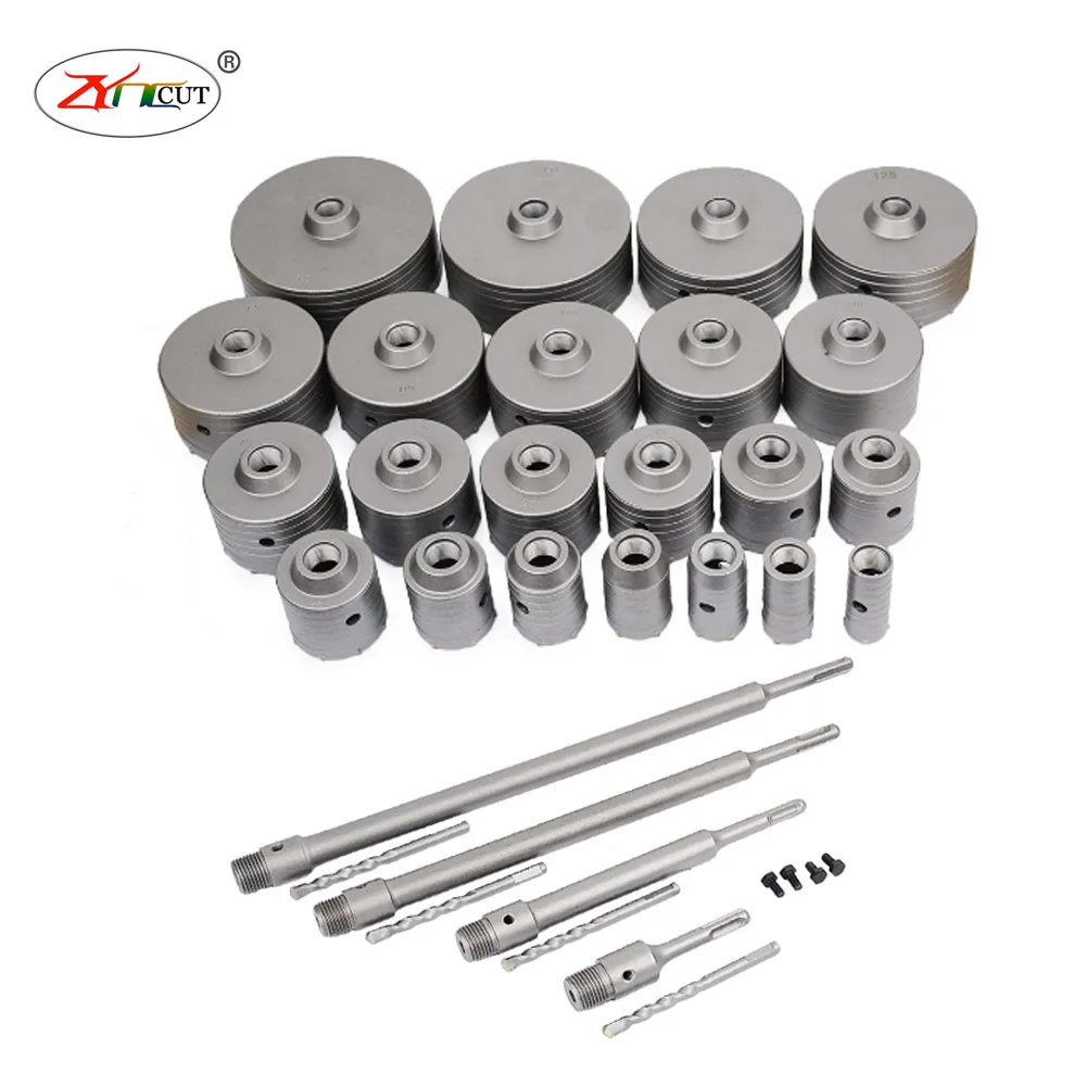 

30-160mm SDS Plus Hammer Drills Wall Hole Saw Drill Bit set Cutter Tools with Round Shaft Concrete Cement Stone Hole Opener