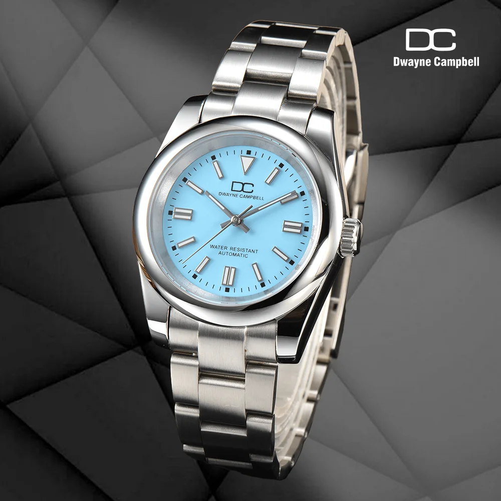 

Custom Logo Men's Watch 40MM Stainless Steel Turquoise Blue Oyster C3 Luminous Waterproof NH 35 Automatic Movement Men‘s Watches
