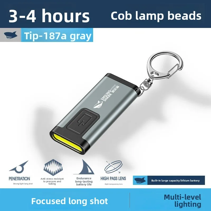 Mini Compact Multifunctional Keychain Light with Clip on Cap Buzzer Alarm Horn and Rechargeable USB Pen Clip Design Portable LED