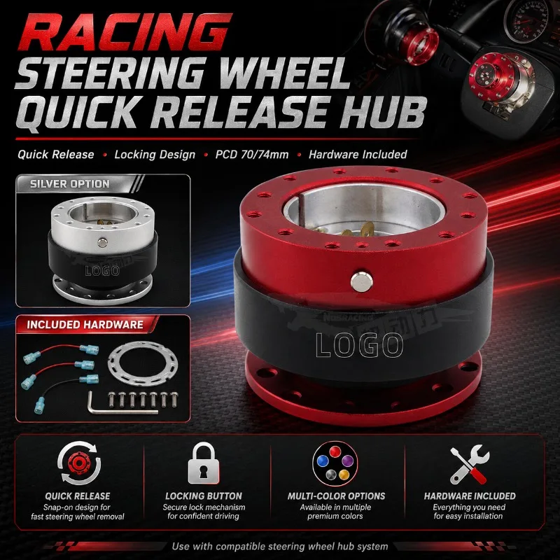 Universal Racing Steering Wheel Quick Release Hub Adapter Locking 6 Hole PCD 70mm 74mm for Drift Race Simulator