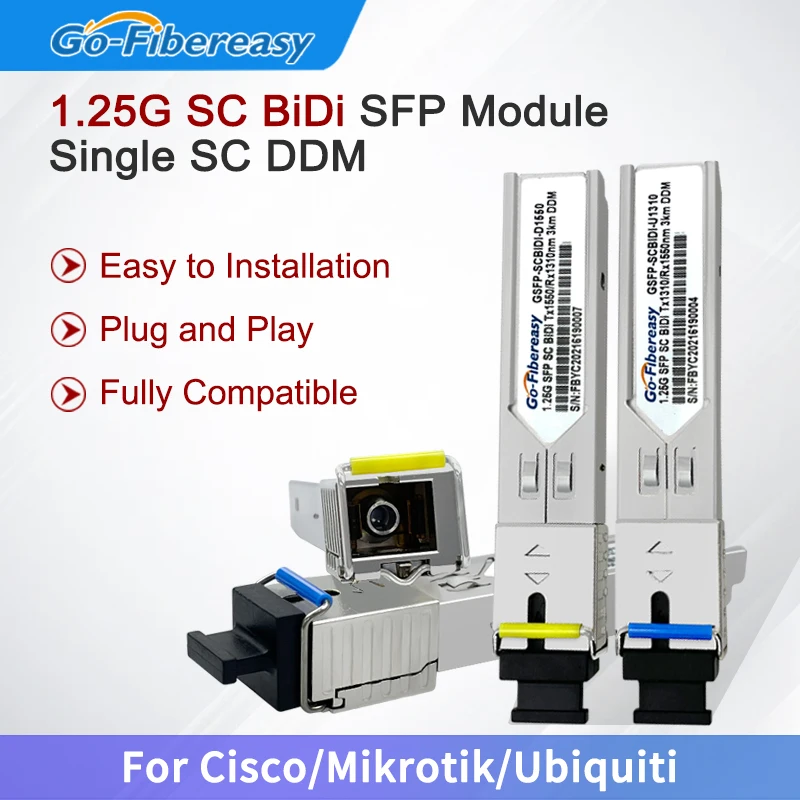 1.25G SC Bidi SFP Module 3km~80km Tx1310nm/Rx1550nm Mini GBIC WDM SFP Fiber Transceiver Module For Cisco/Mikrotik/Ubiquit/Zte