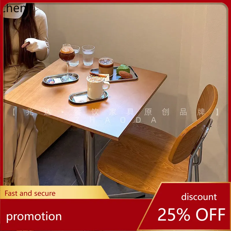 

LXC Minimalist Cafe Table Vintage Style Western Restaurant Square Table Commercial Furniture Dining Table and Chairs