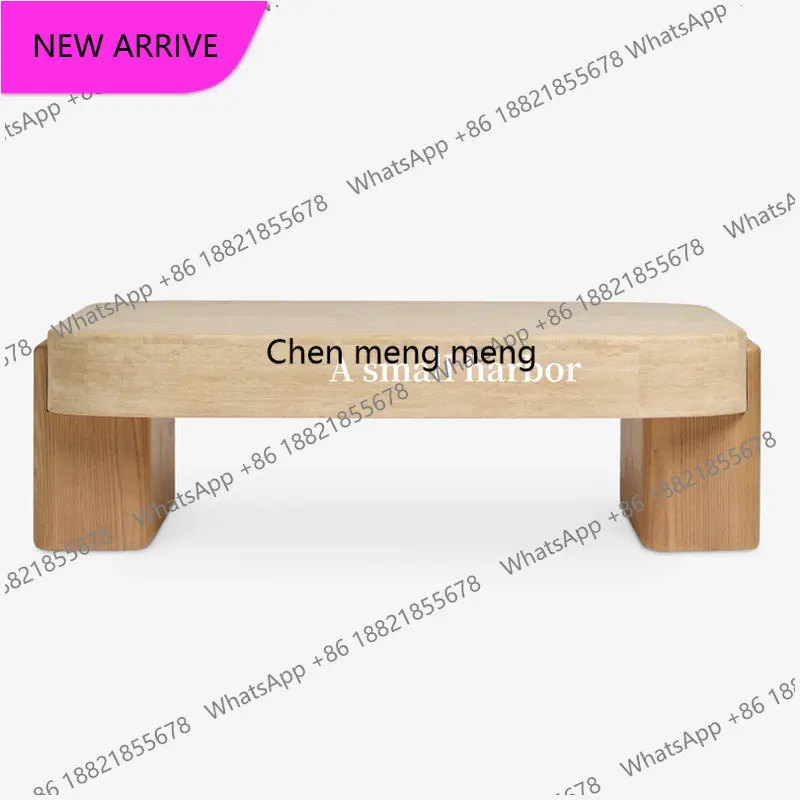 M183 Travertine solid wood coffee table light luxury living room high sense retro marble low table small tea table