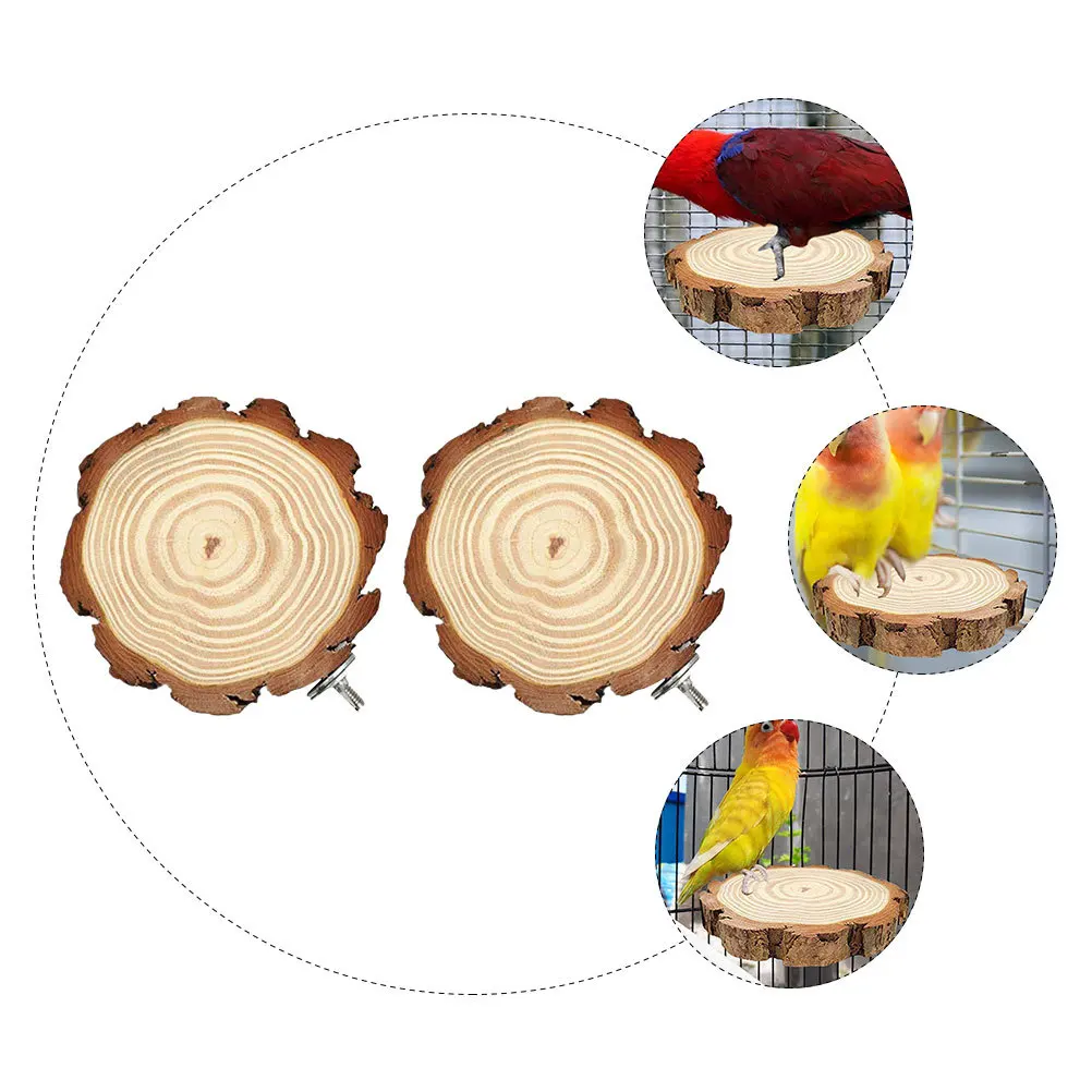 

2Pcs Pine Wood Birds Stand Rod Platform Climbing Board for Parrots Pet Birds Supplies Durable Practical