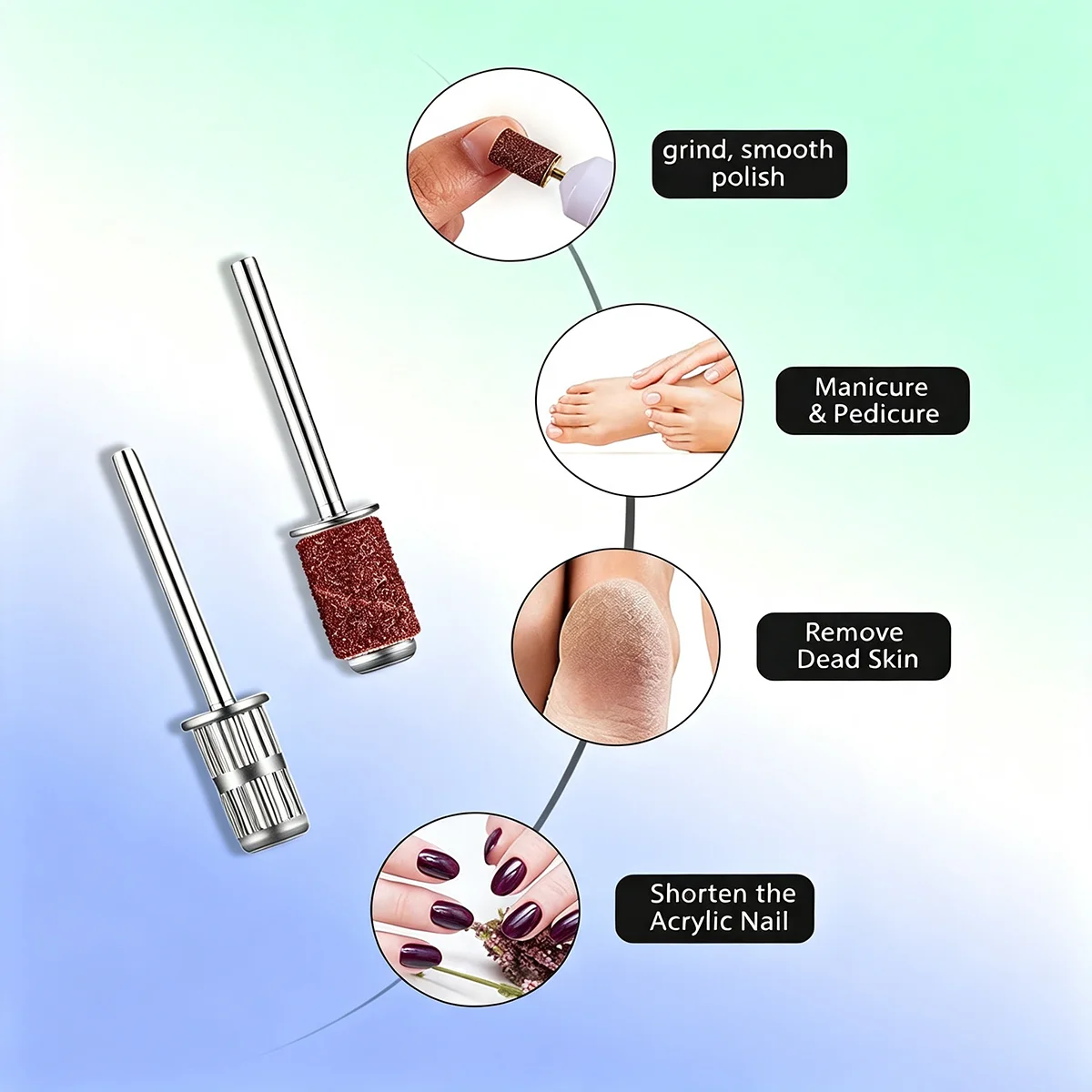 4/6pcs Nail Drill Mandrel Bits 3/32" Universal Shank For Sanding Bands, Electric File Machine Nail Art Manicure Tool view 6