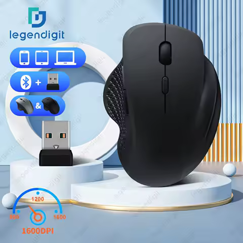 Wireless Mouse Rechargeable 2.4G USB A 1600 DPI High Precision Bluetooth Mouse Ergonomic Computer Mouse for PC Laptop Mac Gamer