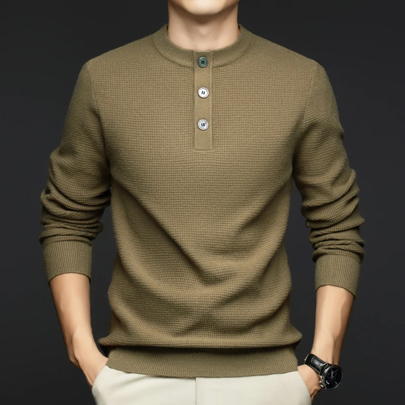 Suéteres masculinos pulôver camisola de lã de lã malha jumper base camisa de malha inverno pesado térmico engrossado quente