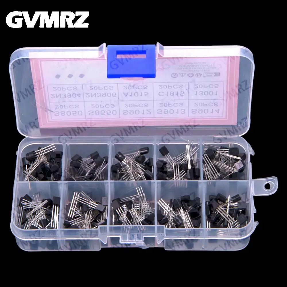 10values * 20pcs = 200pcs Transistor Assortment Kit TO-92 S8050 S8550 S9012 S9013 S9014 2N3904 2N3906 A1015 C1815 13001
