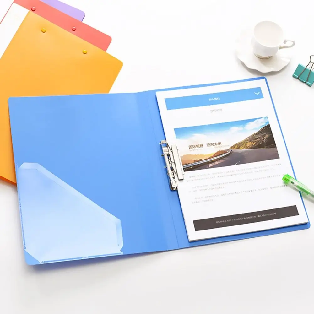 Simple PP A4 File Folder Color Single Clip/Double Clips Archives Binder Thickened Document Bag School Office