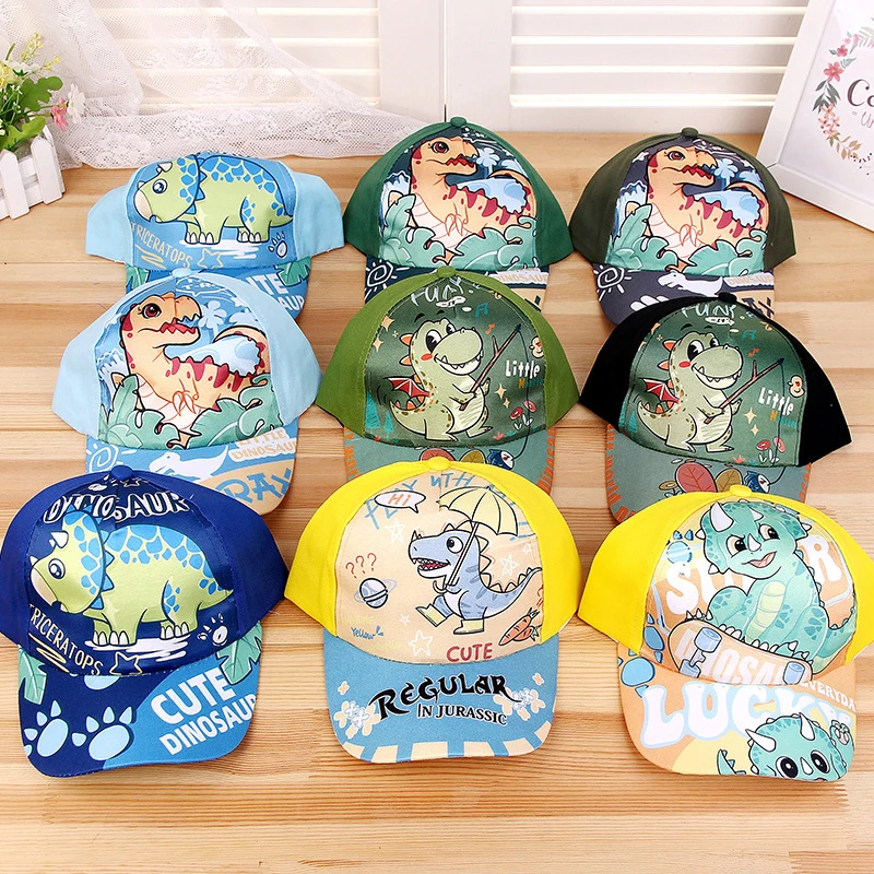 Cute Dinosaur BabyBaseball Hat Cartoon Boys Peaked Cap Spring Summer Outdoor Kids Sun Visors