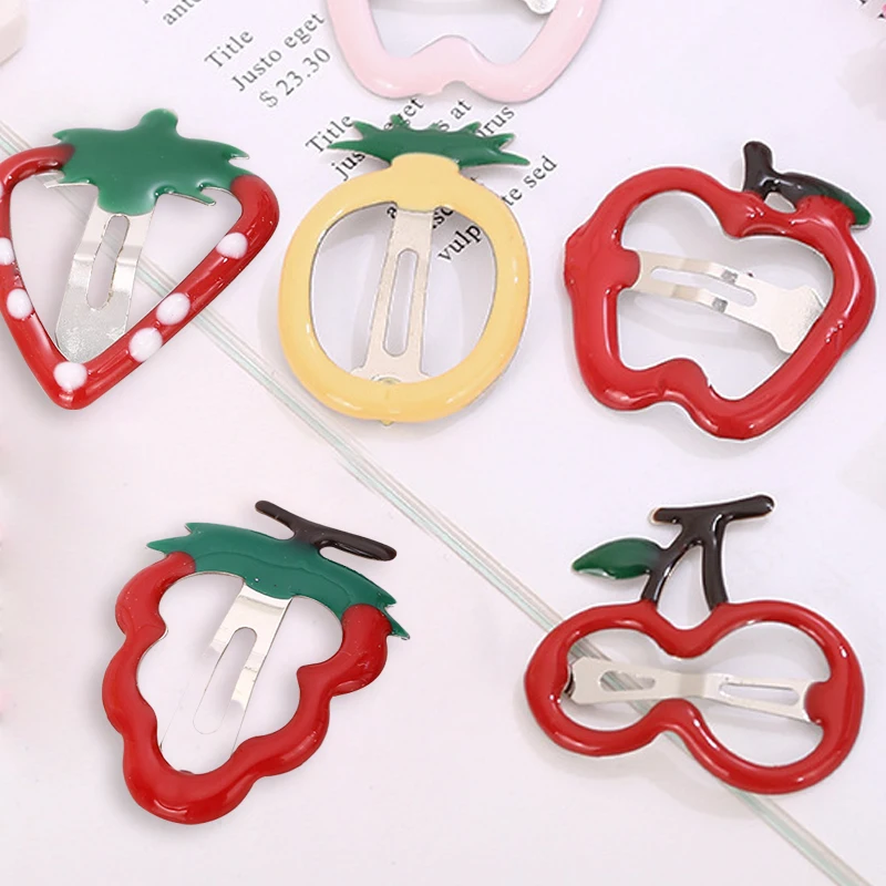 Metal Barrettes Cherry Shape Fashion Strawberry Side Clips DIY Styling Tool Fruits BB Hairpins Children Sweet Headwear