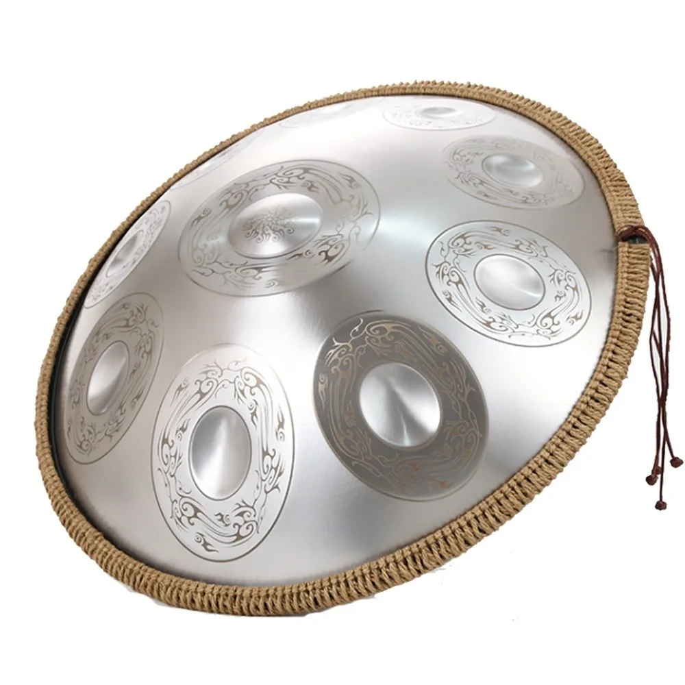 432/440Hz Engraved Hand Pan Drum 22 Inch D Minor Steel Tongue Drum Yoga Meditation Therapy Music Drum Percussion Instrument