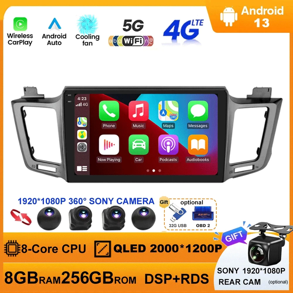 

Android 13 For Toyota RAV4 RAV 4 2012-2018 Car Radio Multimedia Video Player Year QLED DSP GPS SIM 4G Navigation Audio 2din