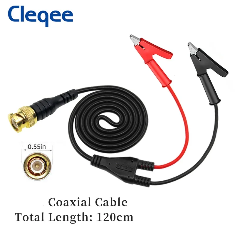 Aleqee-Fiche BNC en cuivre pur plaqué or P1061, pinces crocodiles isolées, câble coaxial de plomb de test à plage ouverte de 10mm, 120cm
