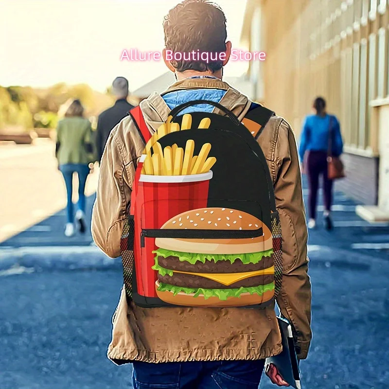Hamburger Fries (4) Printed Backpack, Men's Outdoor Sports Backpack Hiking Backpack, Camping, Casual Party, Unisex Adjustable Sh