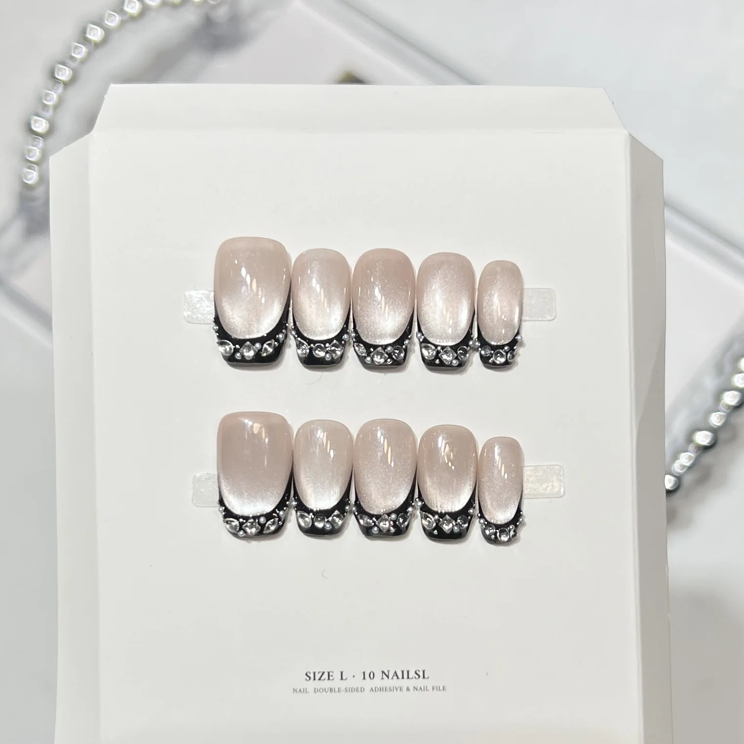 10pcs Black Cat Eyes Press on  - Nail Art Full Cat Eye avis et prix