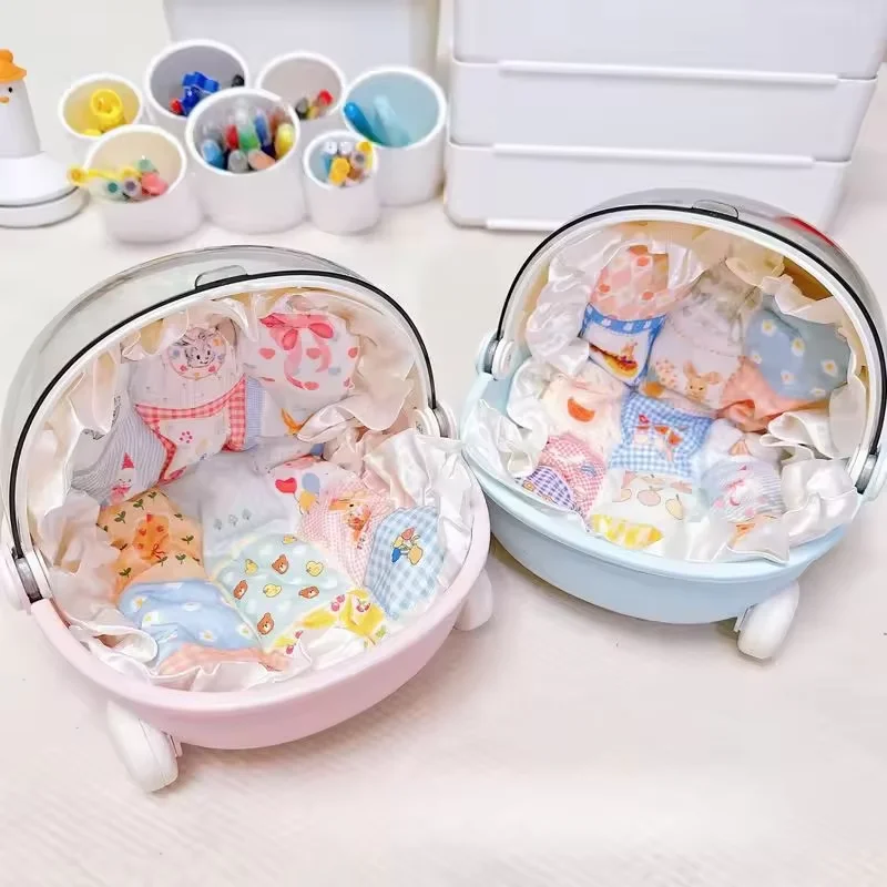 Caja de almacenamiento de escritorio con forma de cuna para bebé, contenedor de almacenamiento, bañadores, accesorios para muebles de cama de muñecas