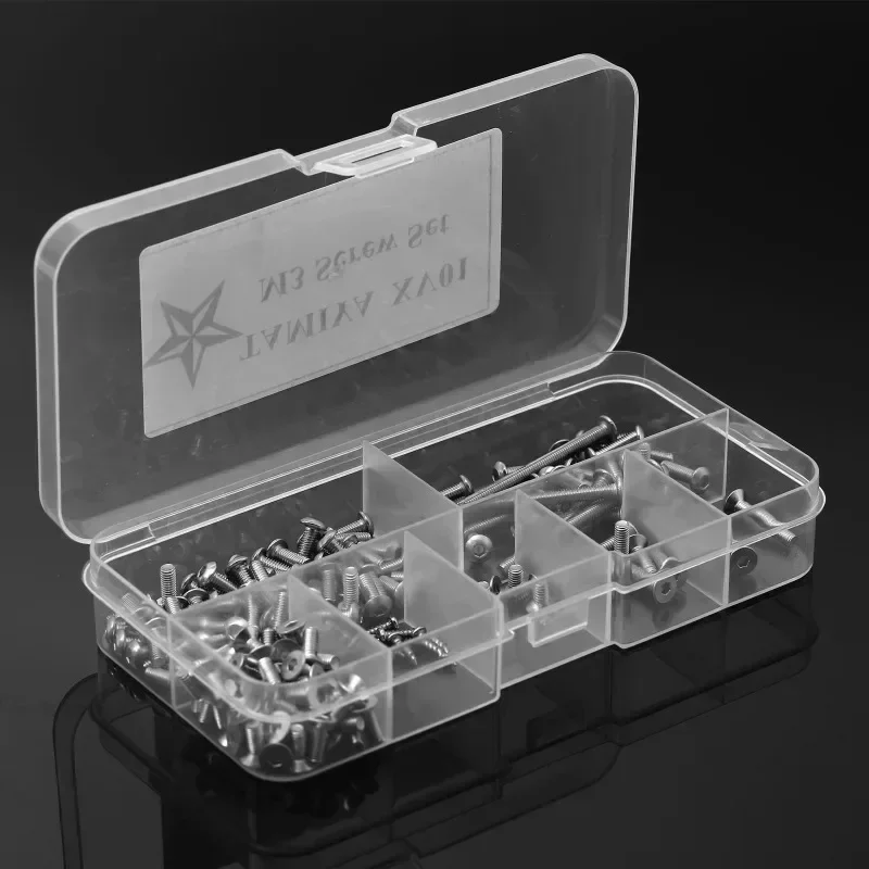 สำหรับ TAMIYA XV01 ชุดสกรูสแตนเลส M3 สกรูหัวหกเหลี่ยมแบบแบน สำหรับรถ RC ขนาด 1/10 TAMIYA XV-01