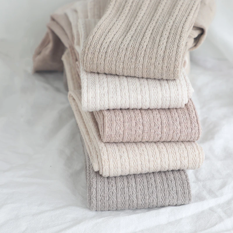 Fashion Oatmeal Colors Twist Knitted Leggings Women Cotton Cashmere Fleece Girls Stockings Pantyhose Autumn Winter Thermal Pants