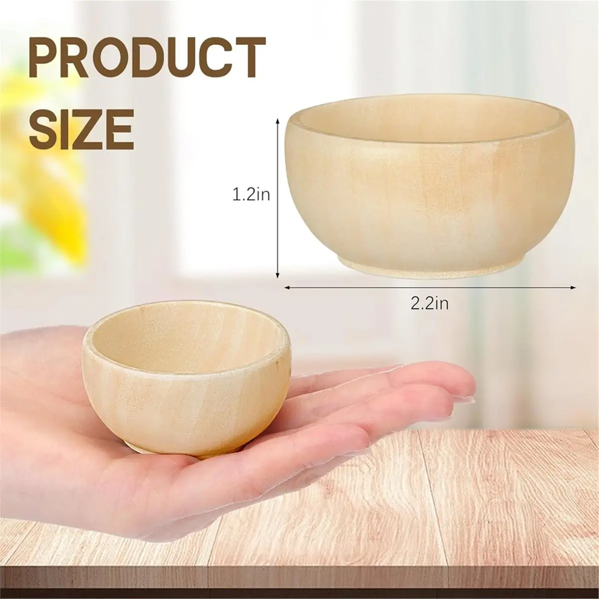 20 Pcs Small Wooden Bowls for Craft 1.5 Oz Unfinished Wood Bowl for DIY Craft Serving Kitchen Condiment Salad Nuts Dips