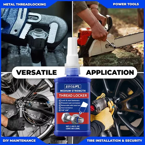 Imagen 2 del producto 243 Bloqueador de roscas de resistencia media 10 ml-50 ml, Pegamento industrial, Removible, Antiaflojamiento, Antideslizante, Impermeable, A prueba de herrumbre, Resistente al aceite, Bloqueador de roscas de s