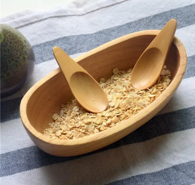 500pcs Cute Melon Seed Shape Drop-shaped Handmade Mini Wood Tea Scoops Kung Fu Tea Spoon Black Green Tea Shovel Gift Wholesale