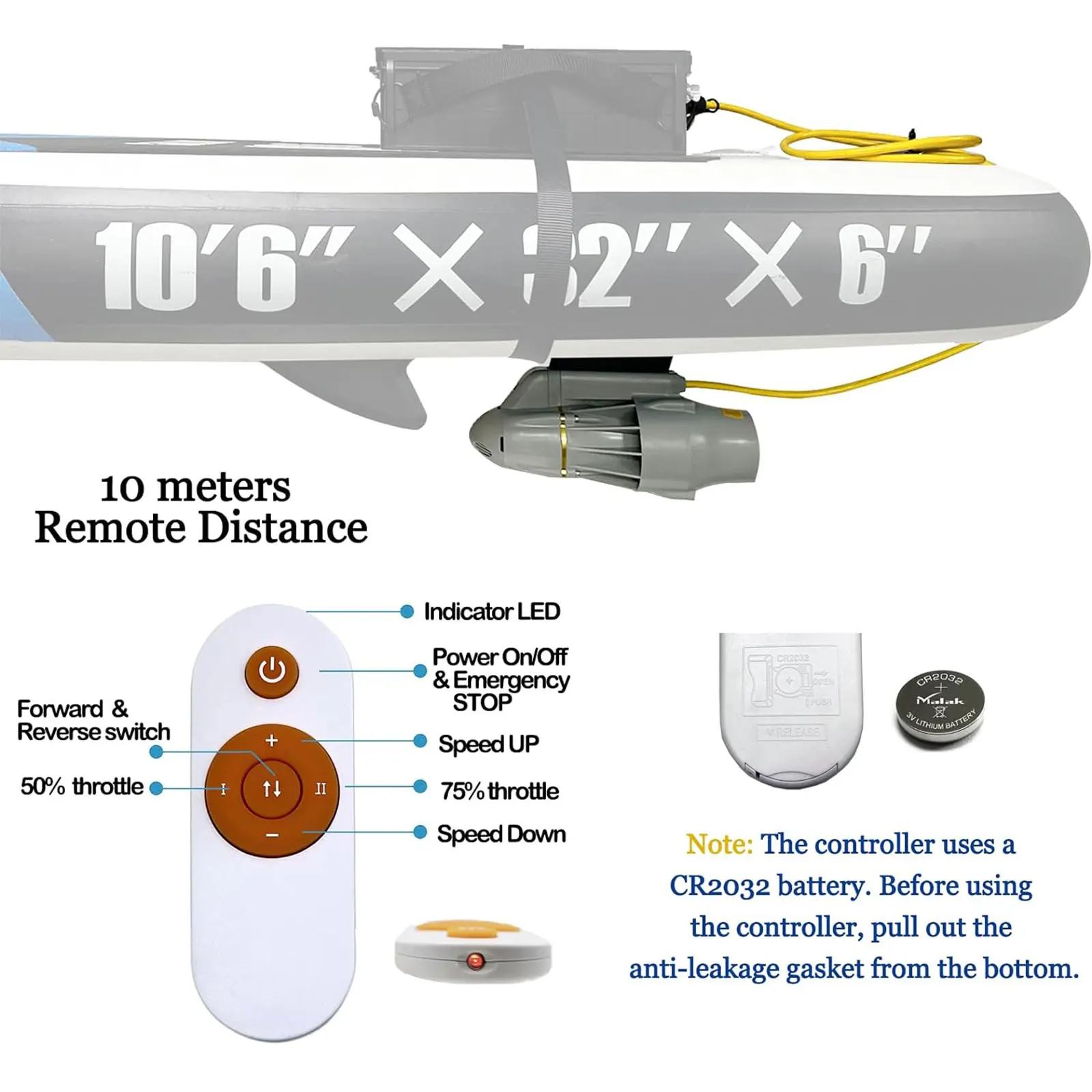 Kit sirip listrik, 12 v-24 v 120 w-240 W 7kg dorong bawah air Thrust withuntuk Kayak memancing perahu Paddleboard