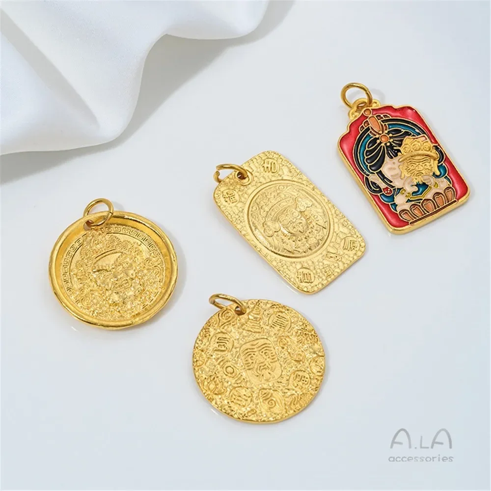 Vietnam Sand Gold Accessories Dripping Oil Round Rectangular Gourd Card Counting Pendant Handmade DIY Beaded Jewelry Material
