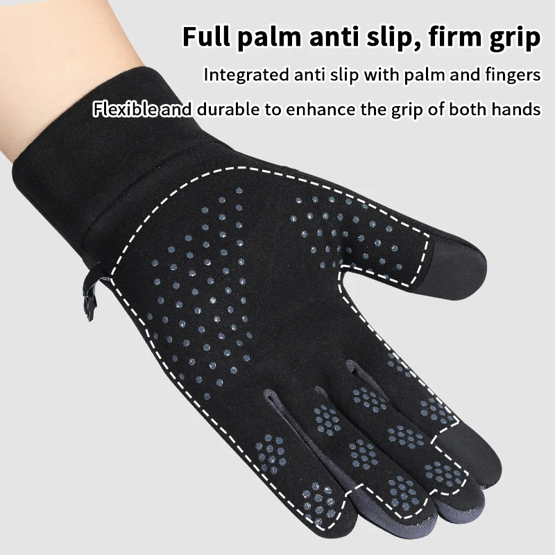 

.Winter Gloves Men Women Cycling Bike Non-slip Thermal Fleece Cold-Resistant Wind Waterproof Warm Outdoor Running Skiing Mittens