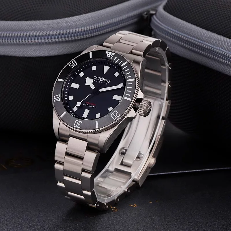 OCTOPUS Men\'s Mechanical Wristwatch PT5000 Automatic Movement 200m Waterproof BGW9 Luminous Ceramic Bezel Titanium Luxury Watch