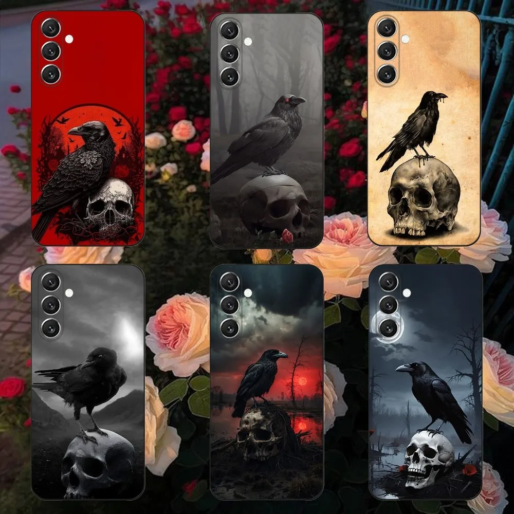 Raven Dark Crow Skull   Phone Case For Samsung Galaxy A13,A21s,A22,A31,A32,A52,A53,A71,A80,A91 Soft Black Cover