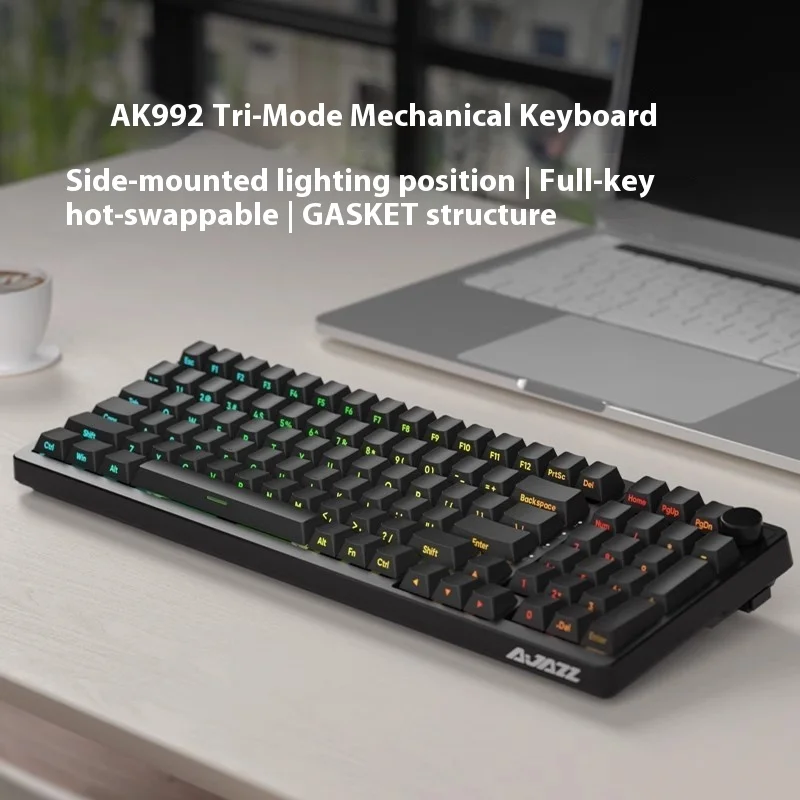 Ajazz Ak992 tercer examen simulado Teclado mecánico inalámbrico personalizado Bluetooth juego de deportes electrónicos regalo de eje de té verde y negro
