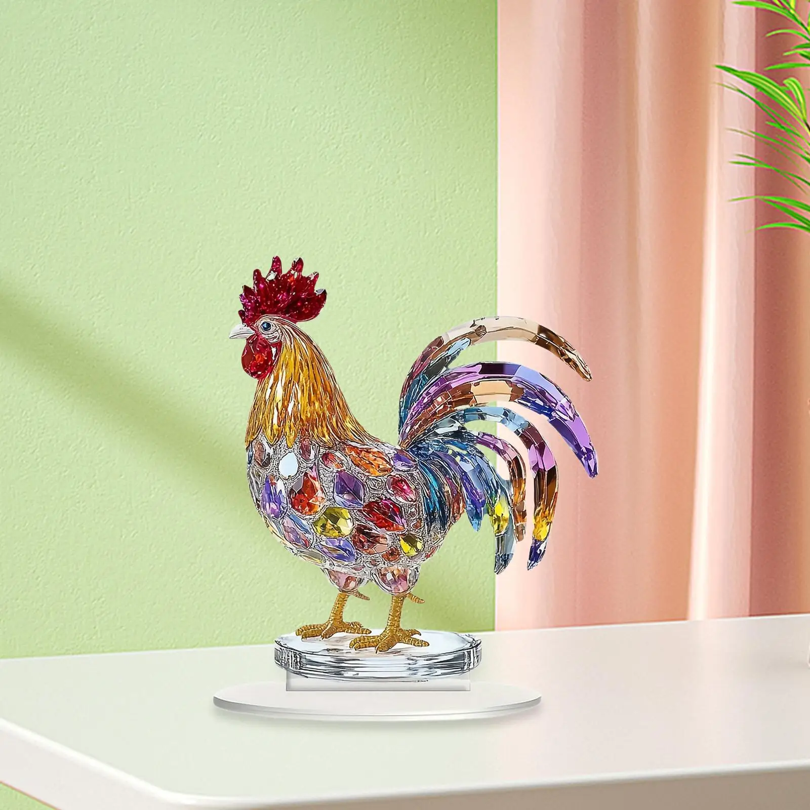 Plaque décorative en acrylique représentant un coq, modèle 2D, objet de collection, panneau d’affichage pour bureau, salle d’étude, table à manger, décoration intérieure.
