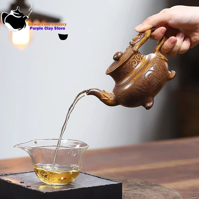 Tetera de arcilla púrpura Yixing, mineral original, temperatura ultraalta, botella de madera, tetera de vino, juego de té chino Kung Fu