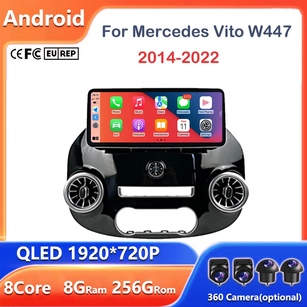 12.3inch Car Android For Mercedes Vito W447 2014-2022 Car Radio Multimedia Navigation Stereo Video Player Head Unit Auto BT WIFI