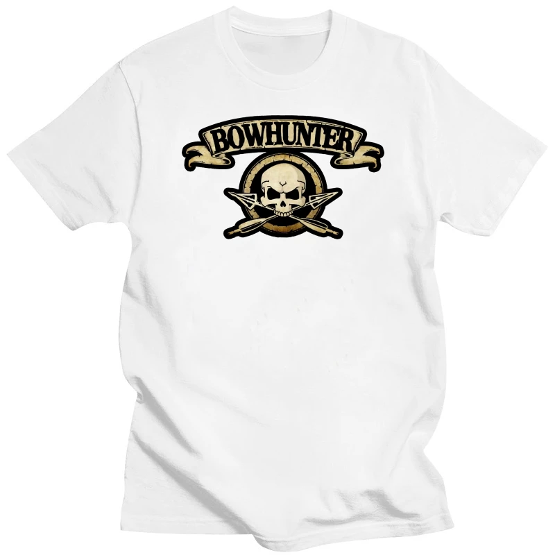 Bowhunter crossbones t-shirt bowhunting skull tee shirt bow hunter badge shirt Double Side