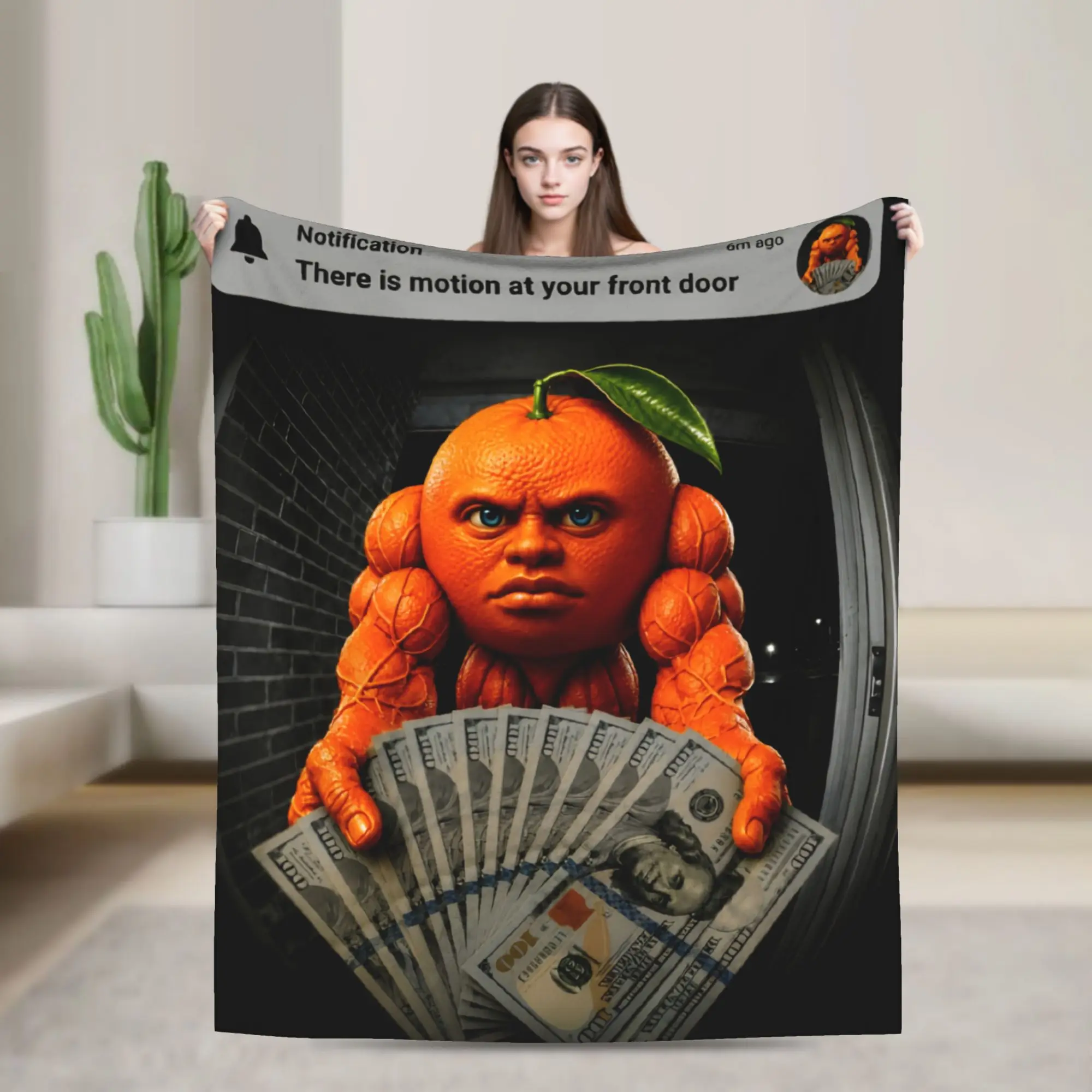 Din Dun Motion At Your Front Door Brainrot Udin Din Humor  Accessories Blankets Flannel  Throw Blanket Cozy Bedding Throws