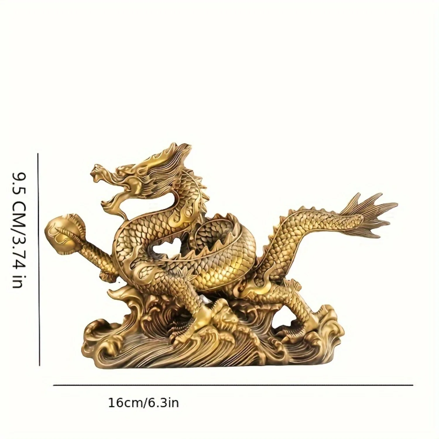 1pc Glamorous Golden Chinese Dragon Statue - Exquisitely Crafted Zodiac Decor - Elegant Brass Accent for Home, Office & New Year