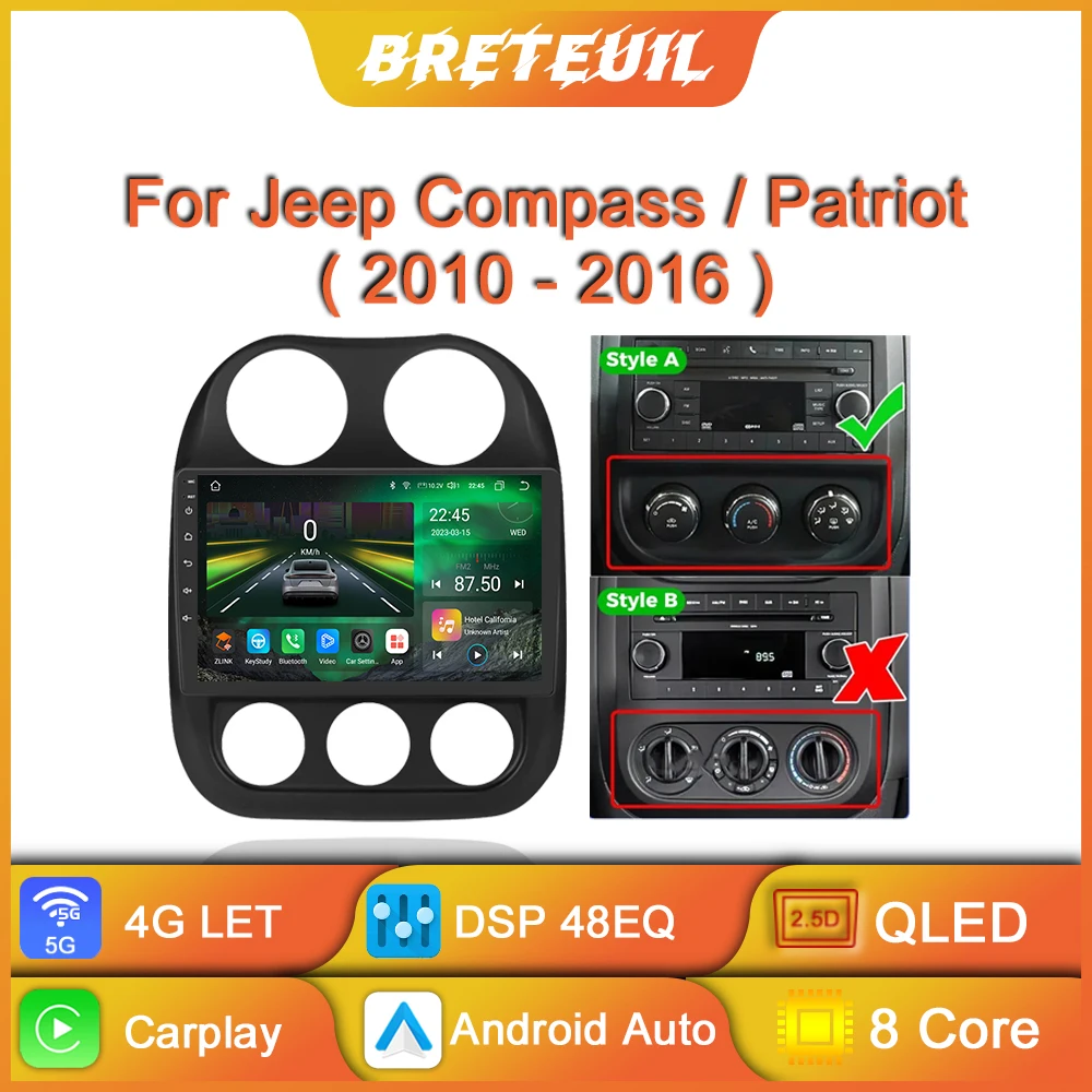 

For Jeep Compass Patriot 2010 - 2016 Car Radio Android Multimedia Player GPS Navigation Carplay Auto Stereo Intelligent System