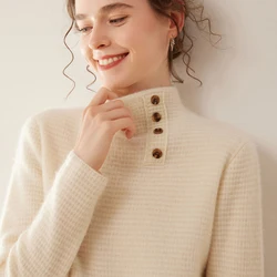 2025 Winter New 100% Cashmere Sweater Turtleneck Women's High Quality Fashion Pullover Female Loose Size Thicken Knitted Jumper