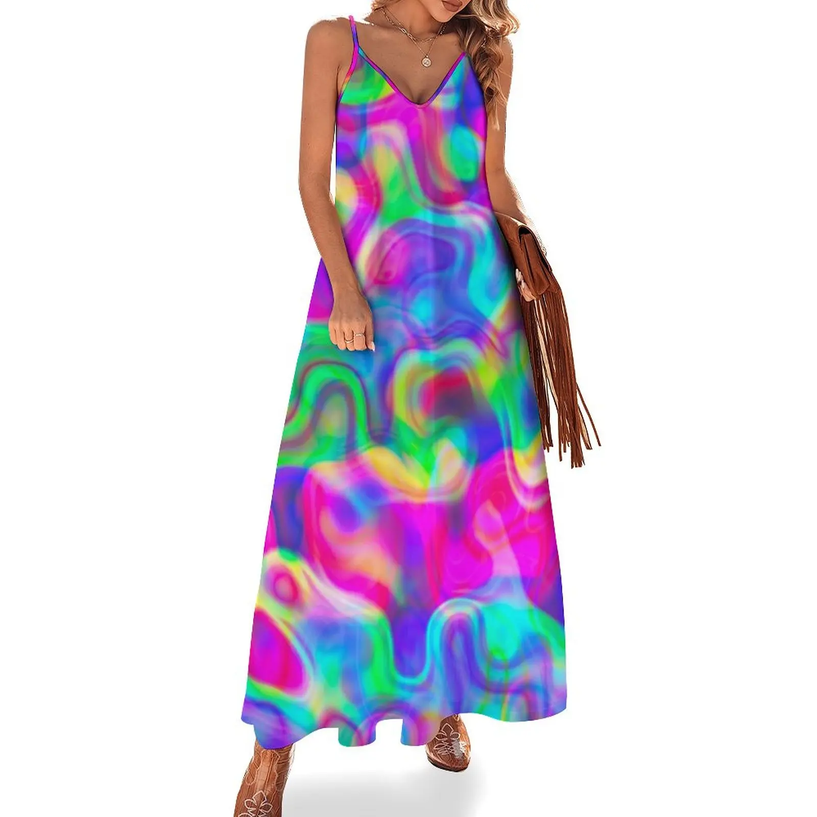 

Holographic Waves Sleeveless Dress Summer dresses for women dresses for women 2024 long dress women summer dresses summer