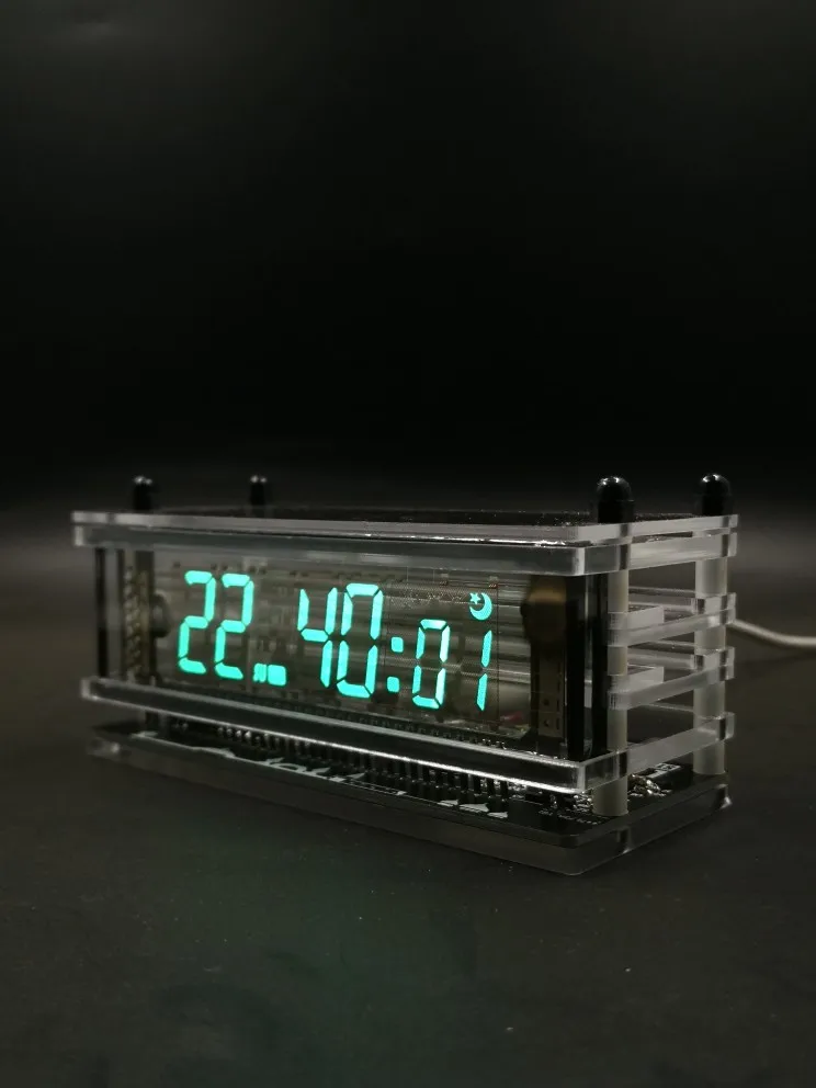 VFD Screen Clock Transparent Base Rare Antique Vacuum Fluorescent Display with Temperature Compensation Clock