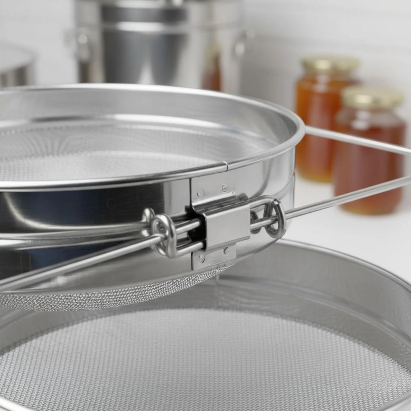 Extendable Extendable Support Honey Strainer Easy to Clean Double Mesh Beekeeping Strainer Food Processing Tool for Beekeepers view 5