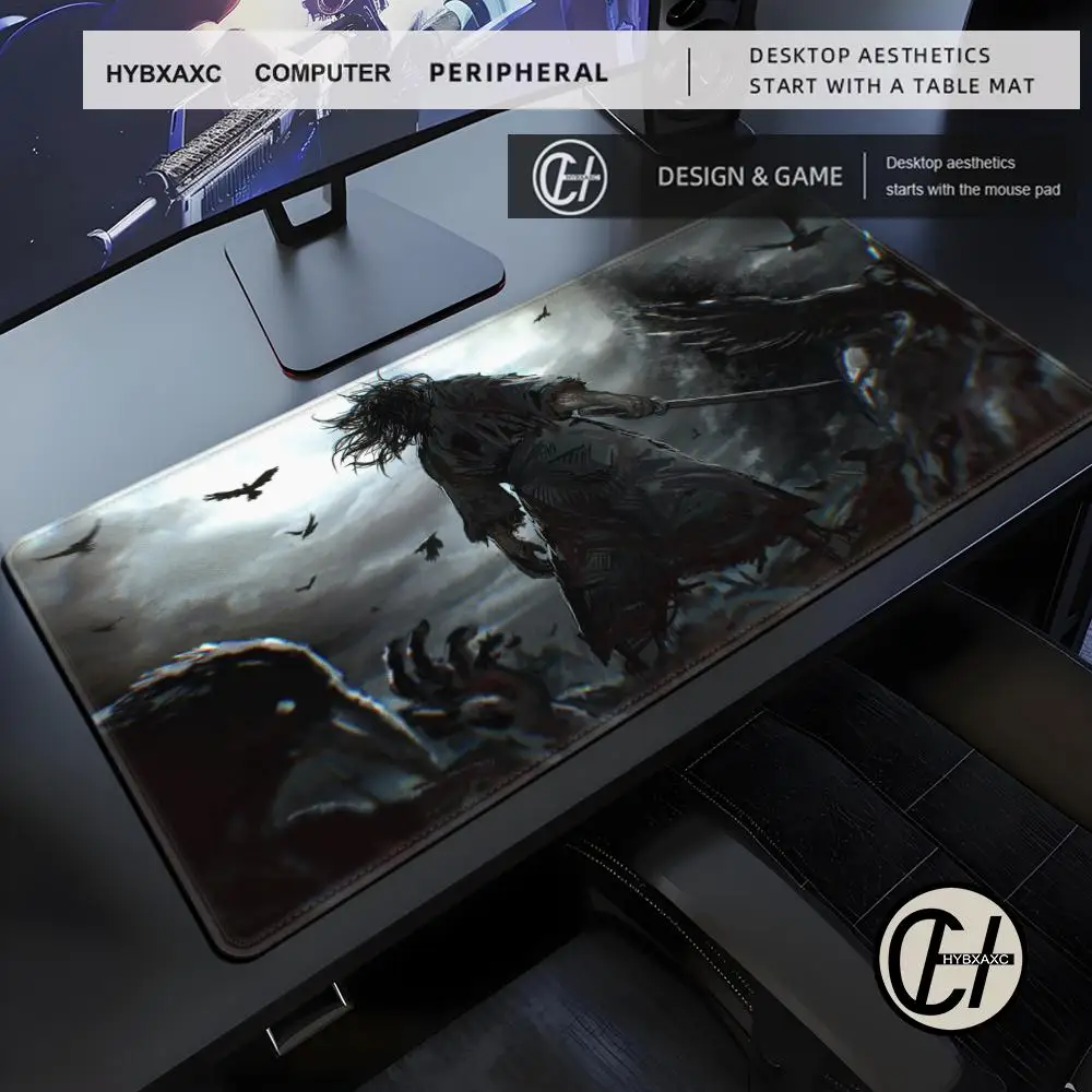 HYBXAXC Game Mouse pad Japanese Samurai Devil Mousepad Black Gamer Mats Esports Mouse Pad Carpet Gaming Accessories Table Mat