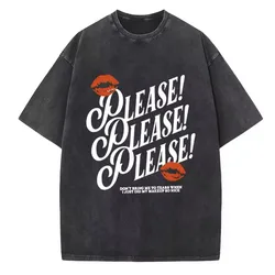 Sabrina Carpenter Washed T-shirt Please Please Please Music Merch Fan T-shirt High Quality Cotton Unisex Harajuku Tshirts