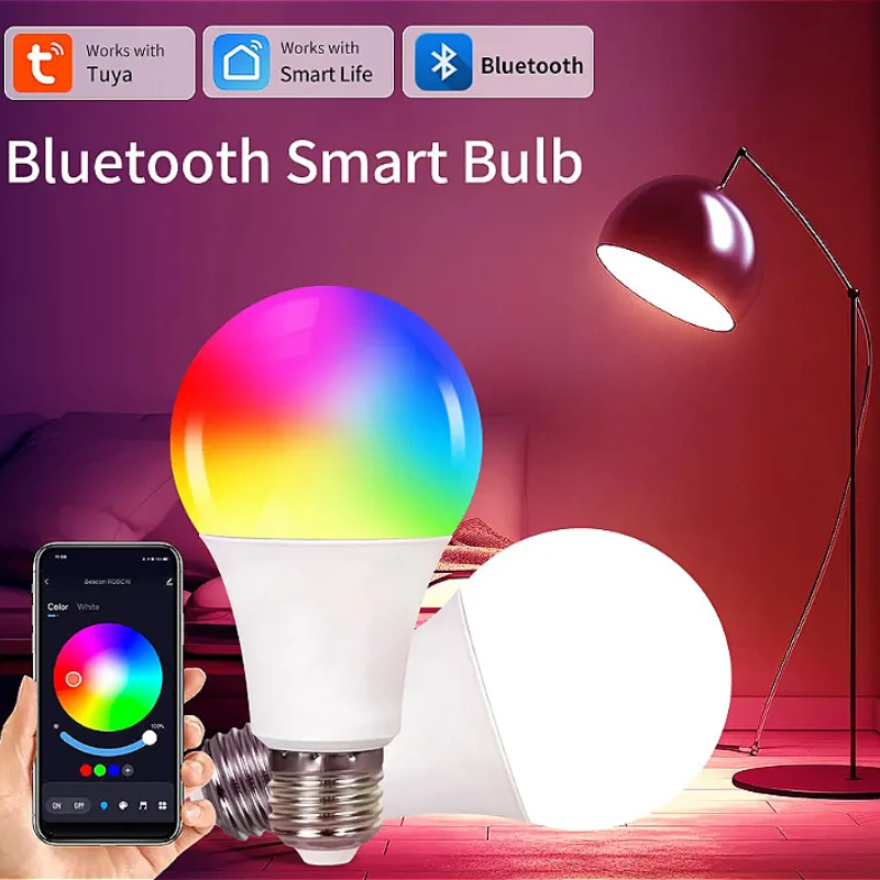

E27 Tuya Smart Bluetooth Light Bulb 220V 110V APP Connection RGB Light Bulb Smart Timing Dimming Bedroom Living Room LED Lights