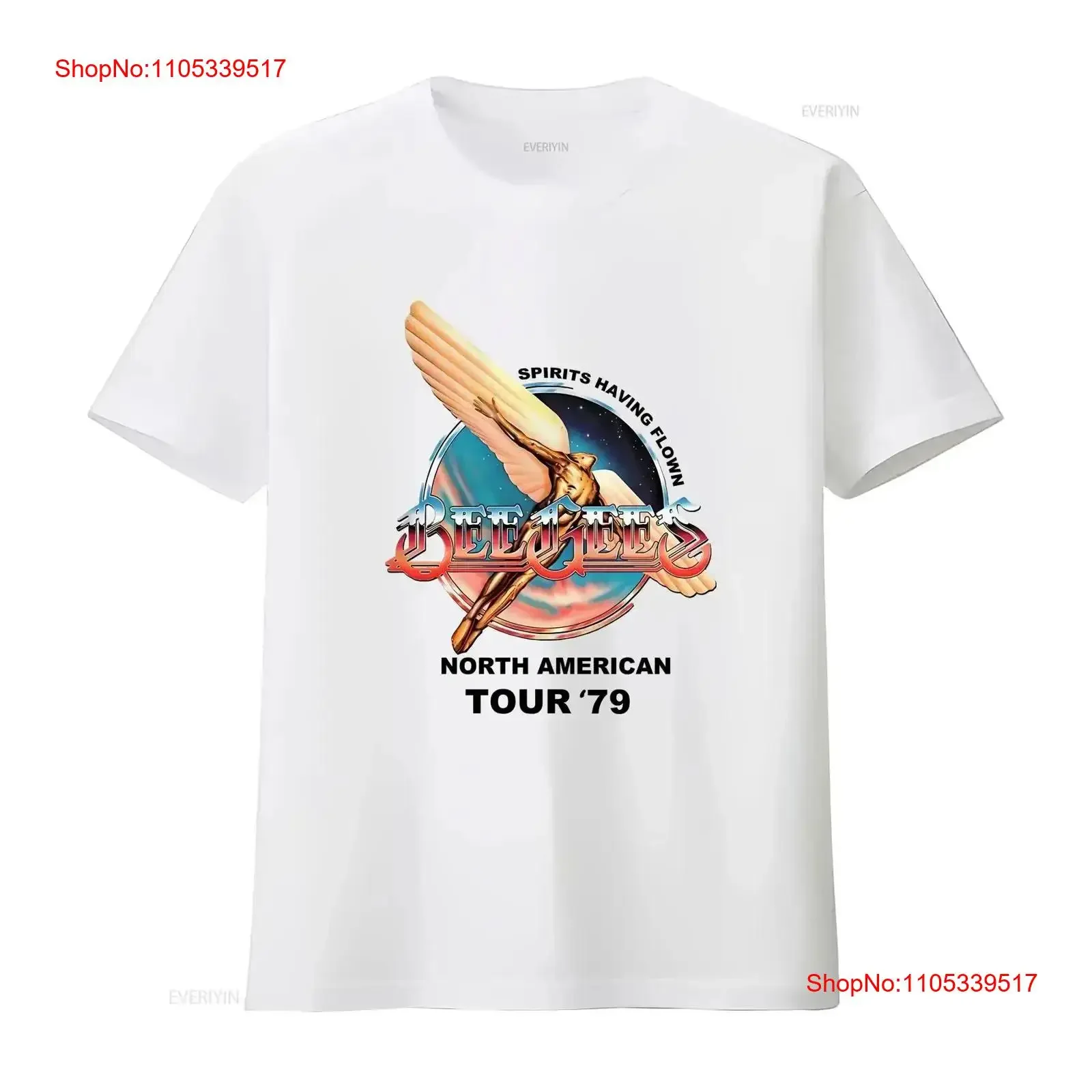 Винтажная футболка Bee Gees Spirits Having Flown Tour 1979 из плотного хлопка H10352, дышащая, дизайнерская одежда, слегка модная.
